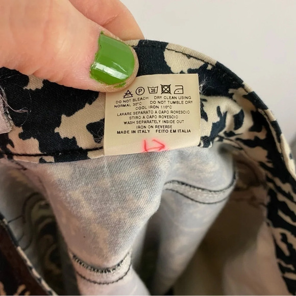 Vintage 90s Moschino Jeans Donna Flare Pants Womens Size 10 Patchwork Print - Picture 12 of 15